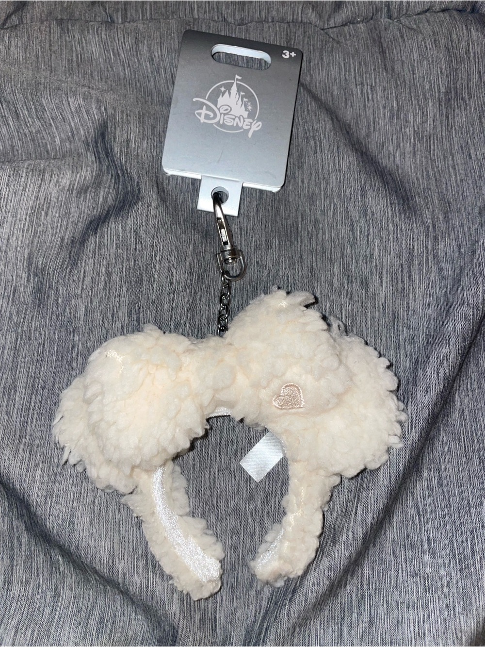 Disneyland Cream Sherpa Minnie Ear Bag Charm Keychain